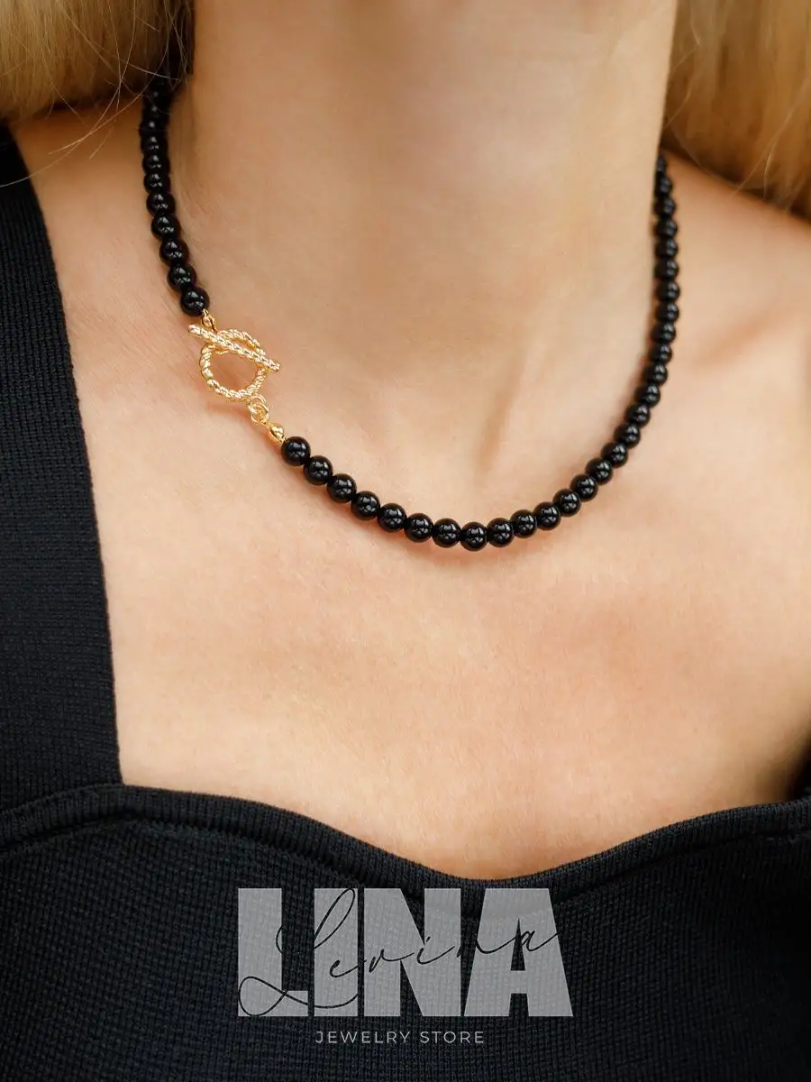 LINA LEVINA Store Колье из белого/черного агата