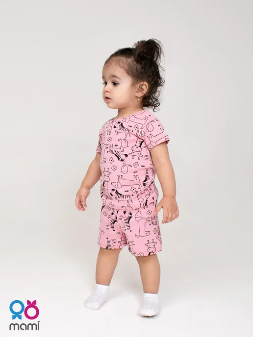 Mami-kids Костюм для новорожденных детей с шортами, розовый, фото 2