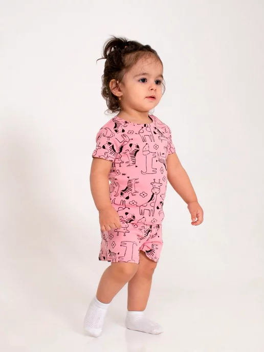 Mami-kids Костюм для новорожденных детей с шортами, розовый, фото 3