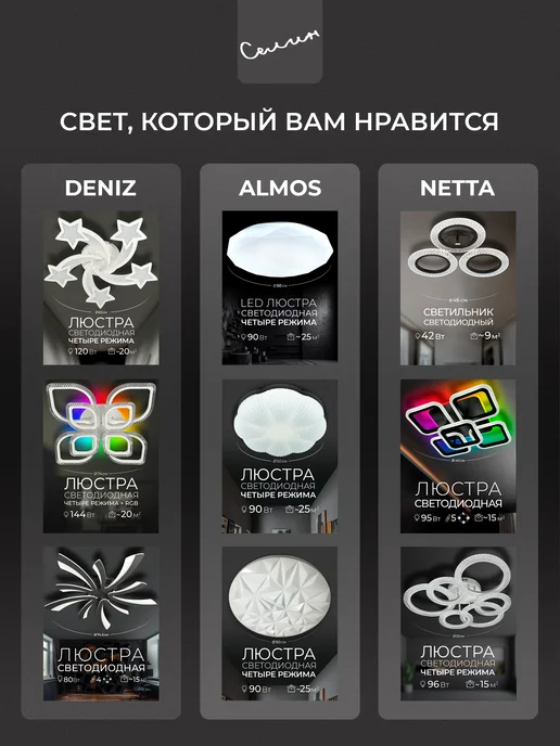 Селин Люстра потолочная светодиодная на кухню, прихожую и спальню, черный, фото 3