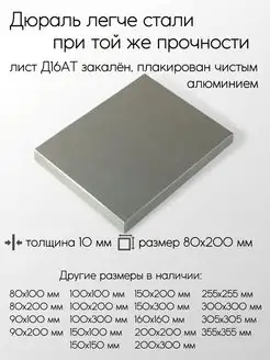 Дюраль Д16АТ лист 10x80x200 мм Метал-Ист 100108468 купить за 1 332 ₽ в интернет-магазине Wildberries