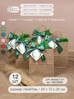 Подарочные пакеты бумажные набор 12 шт sinitsa_ecoshop 100146495 купить за 614 ₽ в интернет-магазине Wildberries