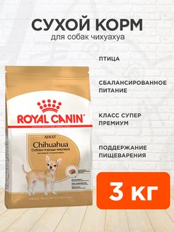 Корм сухой Chihuahua Adult для собак Чихуахуа 3 кг ROYAL CANIN 100187379 купить за 2 667 ₽ в интернет-магазине Wildberries