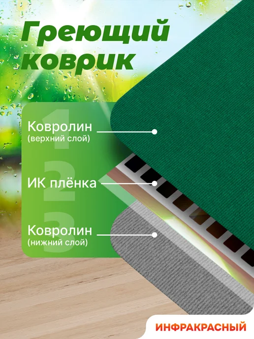 STEM Energy Коврик с подогревом КТ2 коричневый 86*32, зеленый, фото 3