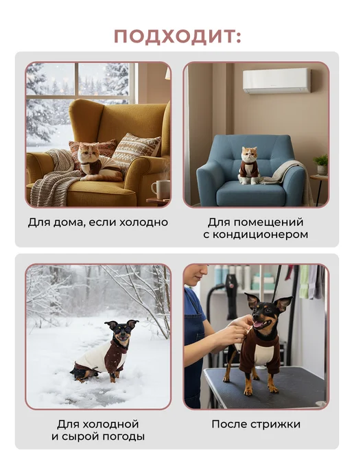 ГавКис Толстовка кофта для собак и кошек, бежевый, фото 5