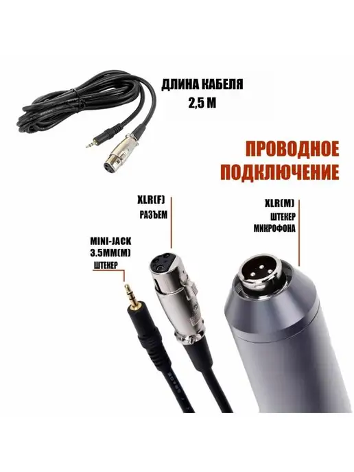 Mobicent Кабель для микрофона с переходником, черный, фото 2