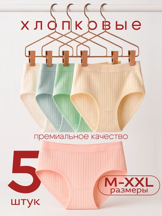 Shedeux Набор хлопковых трусов 5 штук слипы, голубой