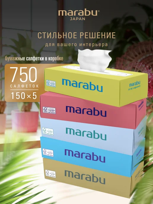 MARABU Бумажные салфетки выдергушки в коробке, голубой
