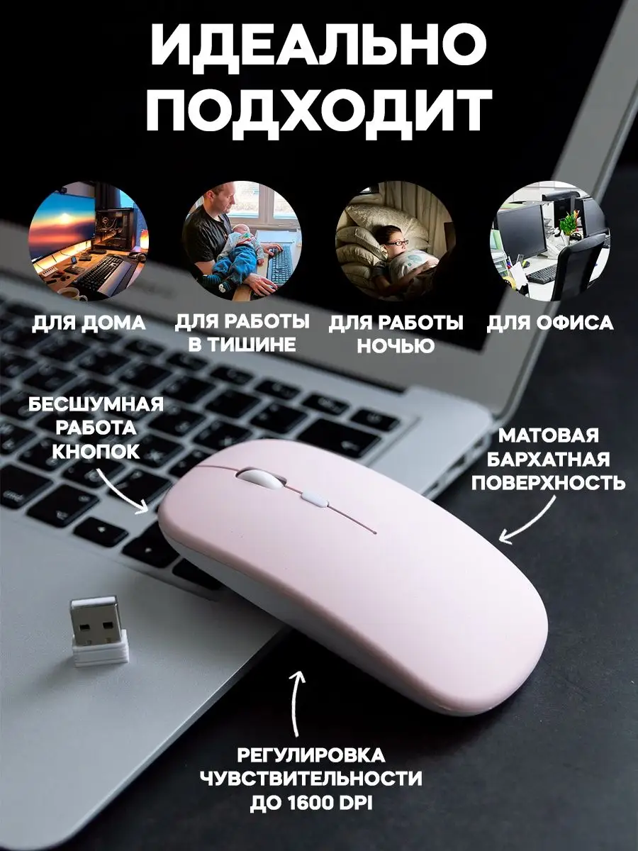 Мышь беспроводная бесшумная для ноутбука PRC MOUSE 100583308 купить за 838  ₽ в интернет-магазине Wildberries