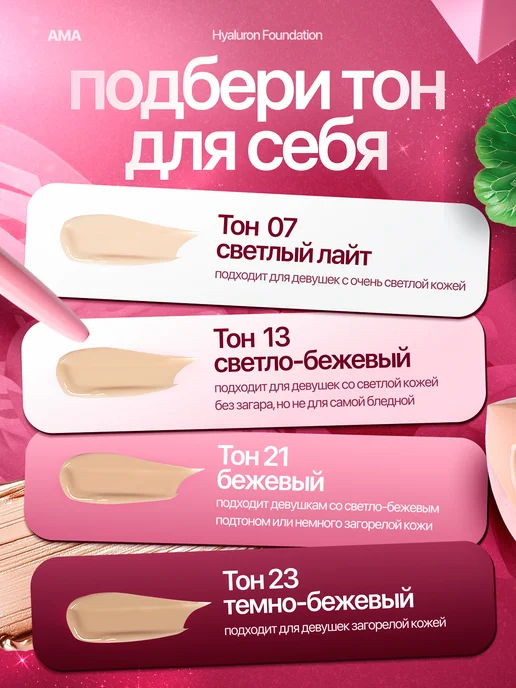 AMA Увлажняющий тональный крем флюид для лица с SPF 20 Корея, бежевый, фото 6