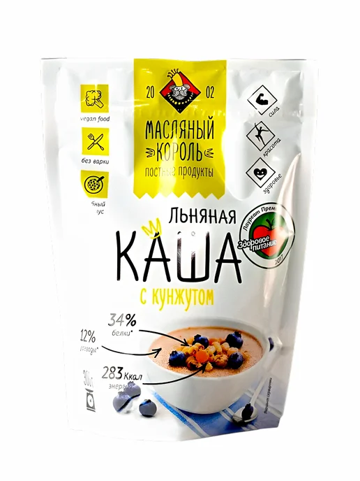 Мед и Конфитюр Каша льняная Масляный король с кунжутом 300 гр, 300 г, фото 6