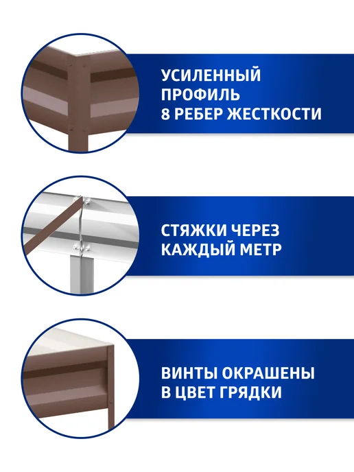 АГРОГРЯДКИ Грядка оцинкованная 3 м для дачи 1,0х3,0х0,20 м, 0.8x3.0x0.15 м, 3 м, фото 4