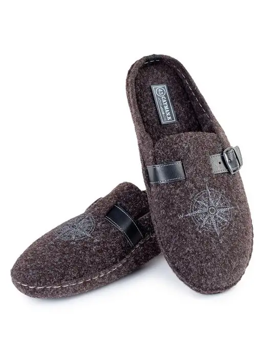 CAIMAN.K Тапочки домашние войлочные, коричневый