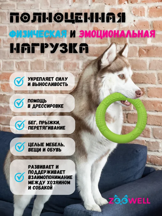 Zoowell Игрушка для собак средних пород прочная резиновая, 18 см, зеленый, фото 2