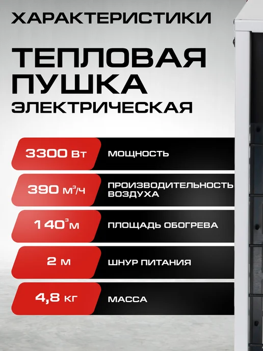 Ставр Пушка тепловая электрическая ПТЭ-3300Э, вариант, фото 6