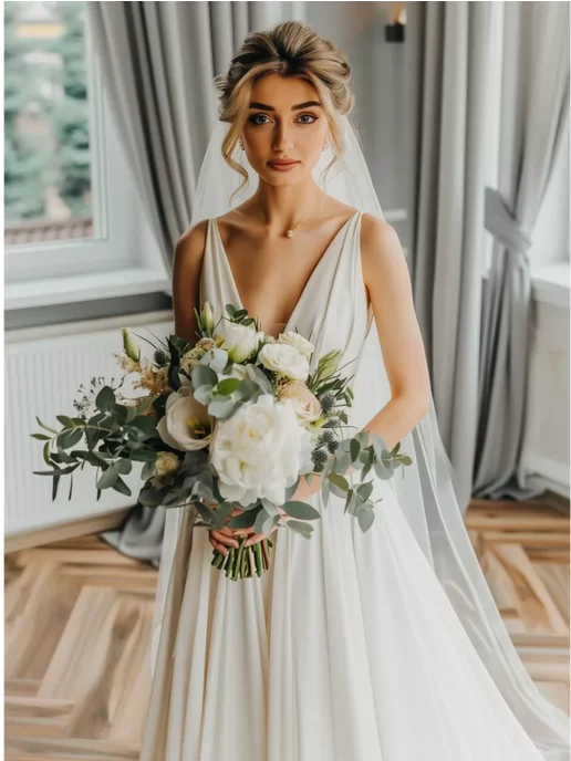 BAKUSHEVABRAND Фата свадебная длинная, белый, фото 5
