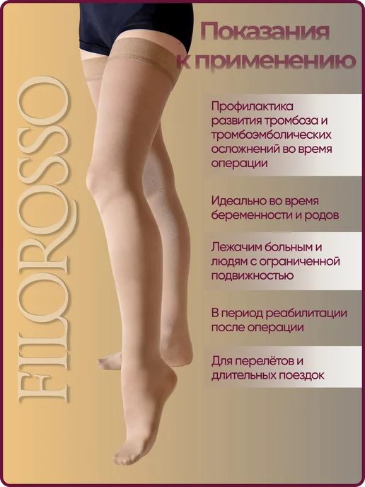 FILOROSSO Компрессионные чулки 2 класс Terapia 50 den с силиконом, вариант, фото 7