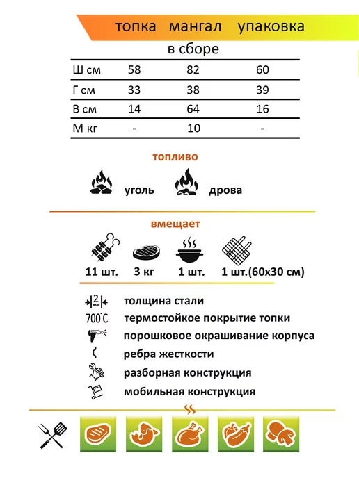 ООО Дачный Сезон Мангал Турист Т-60, черный, фото 6