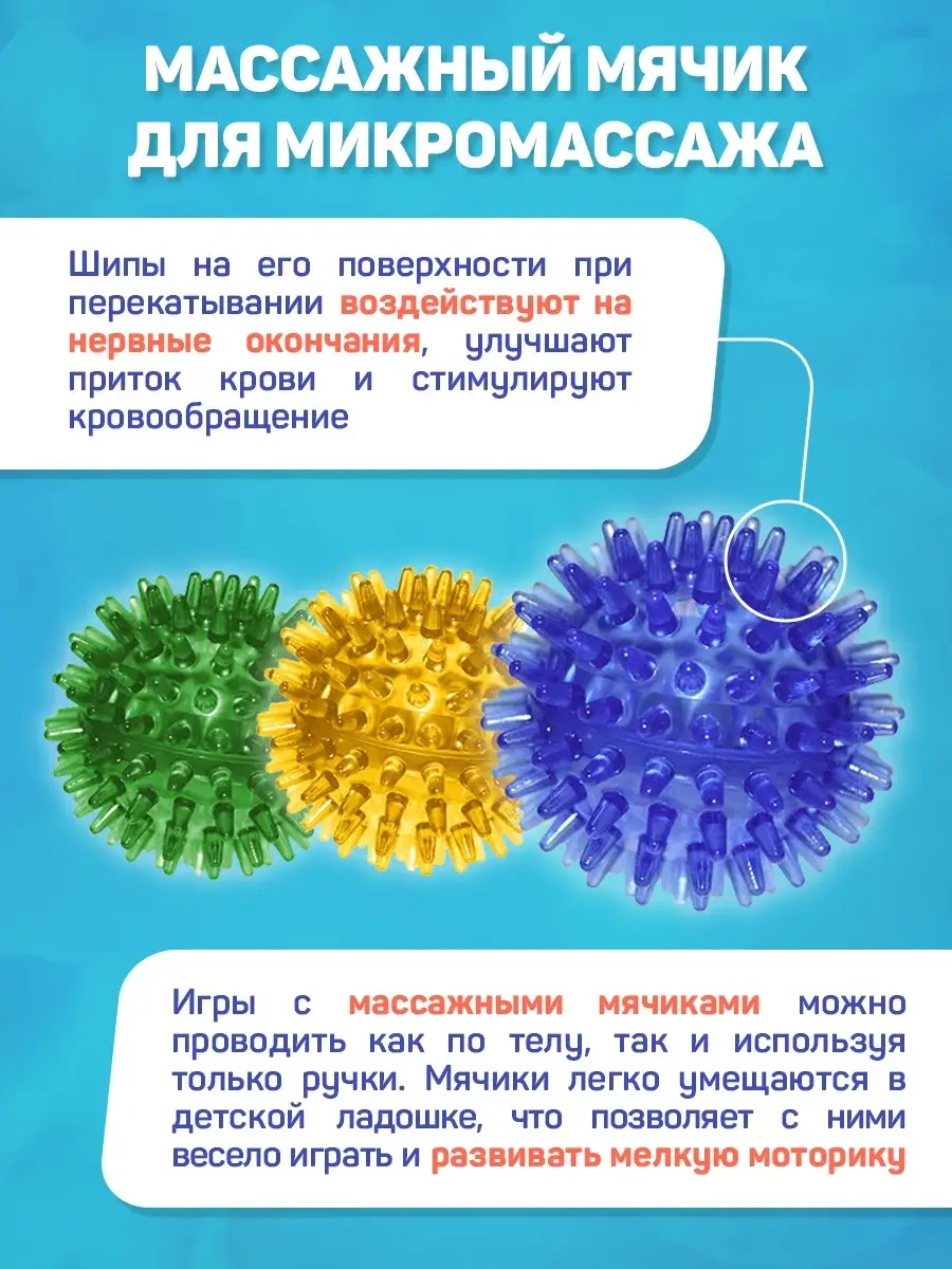 Детский массажный мяч с шипами ребинт 72093320 купить за 360 ₽ в  интернет-магазине Wildberries