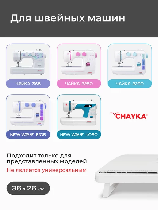 Chayka Приставной стол для швейных машин New Wave 1405 2290 365, белый, фото 4
