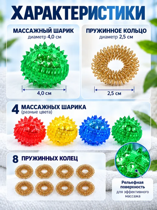 Торг Лайнс Су Джок массажер для рук 4 штуки, синий, фото 4