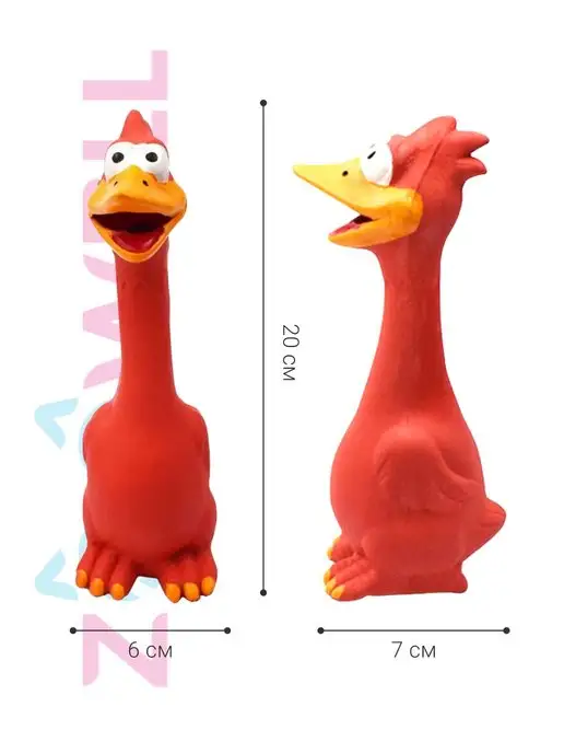 Zoowell Курица пищалка игрушка для собак для зубов развивающая, красный, фото 7