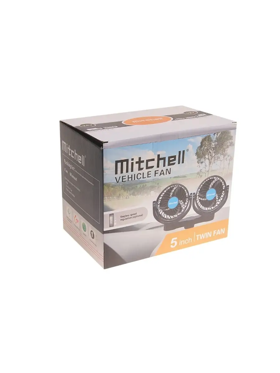 MITCHELL Вентилятор HX-608 13см (5) 24V (13W на прищепке, двойной, с регул.  углами обдува 360 black/orange