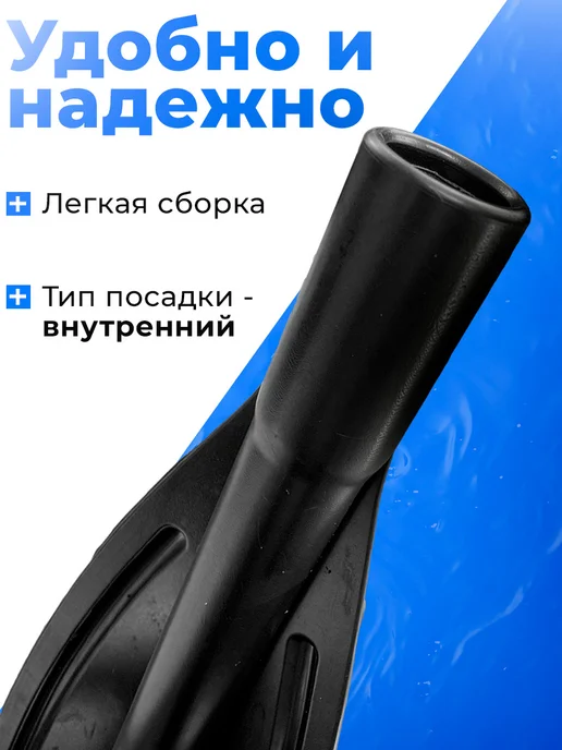Три Кита. Лопасть на весло 650х155мм d-3,5см, длинная, черная, черный, фото 5