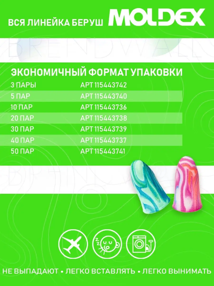 Беруши для сна с фирменным кейсом, 40 пар. Moldex 72611634 купить за 2 080  ₽ в интернет-магазине Wildberries