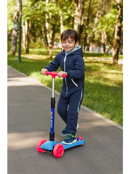 maxiscoo Самокат трехколесный складной Junior Delux, голубой, фото 4