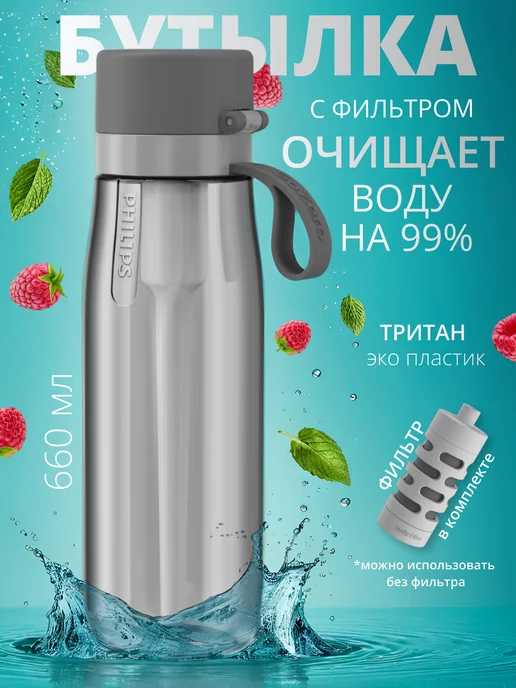 Philips Бутылка для воды с трубочкой и фильтром 660 мл