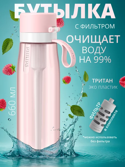 Philips Бутылка для воды с трубочкой и фильтром 660 мл