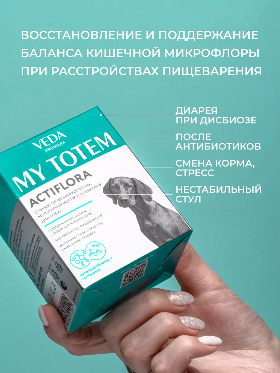 MY TOTEM ACTIFLORA, синбиотик Актифлора для собак, 30х1 г VEDA 72678794  купить за 1 023 ₽ в интернет-магазине Wildberries