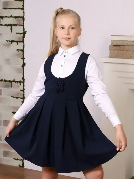 BLOUSE FASHION Школьный сарафан школьная форма для девочки, синий