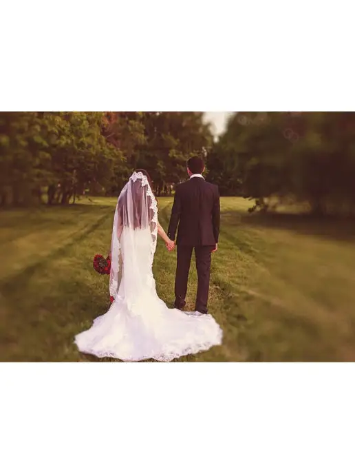 Romantic Wedding Свадебная фата невесты кружевная испанка блестящая пайетками, белый, фото 7