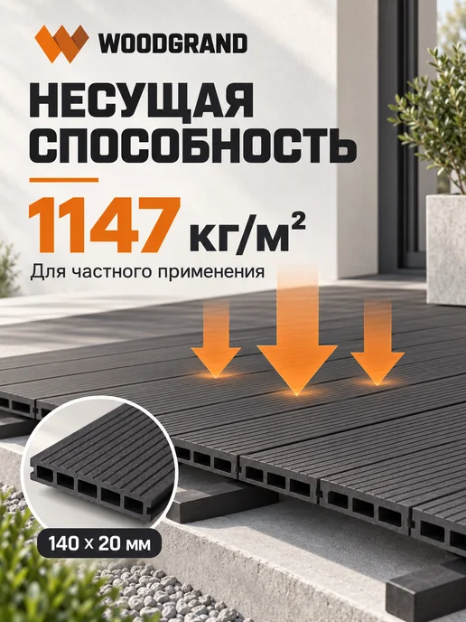 WOODGRAND Террасная доска из ДПК 140*20*1000 мм, Венге, 6 шт, 140x20, 4 шт, фото 8