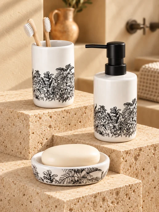 Bath Plus Набор аксессуаров для ванной керамический, черный