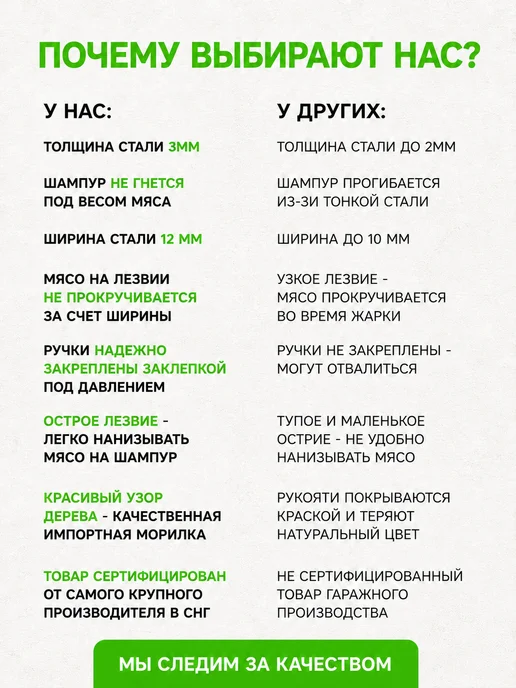 ШАМПУР-ЮГ Шампура с деревянной ручкой 5 шт 40 см, 5 шт, фото 7