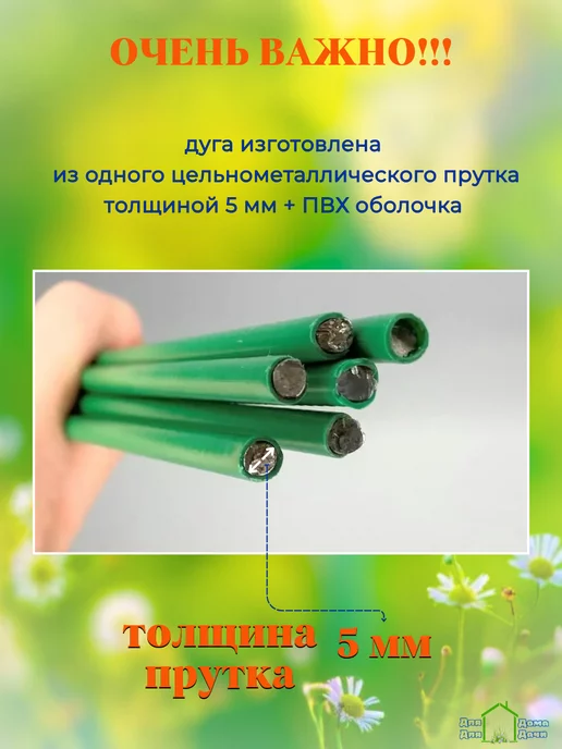 ДляДомаДляДачи Дуги для грядок металлические прутковые 5 мм, зеленый, фото 3