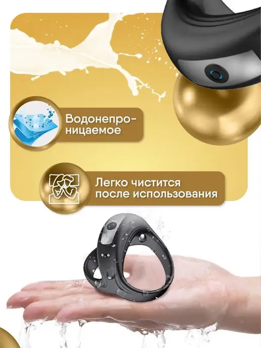 LOVEPEAK Эрекционное кольцо с вибрацией насадка на член,18+, черный, фото 4