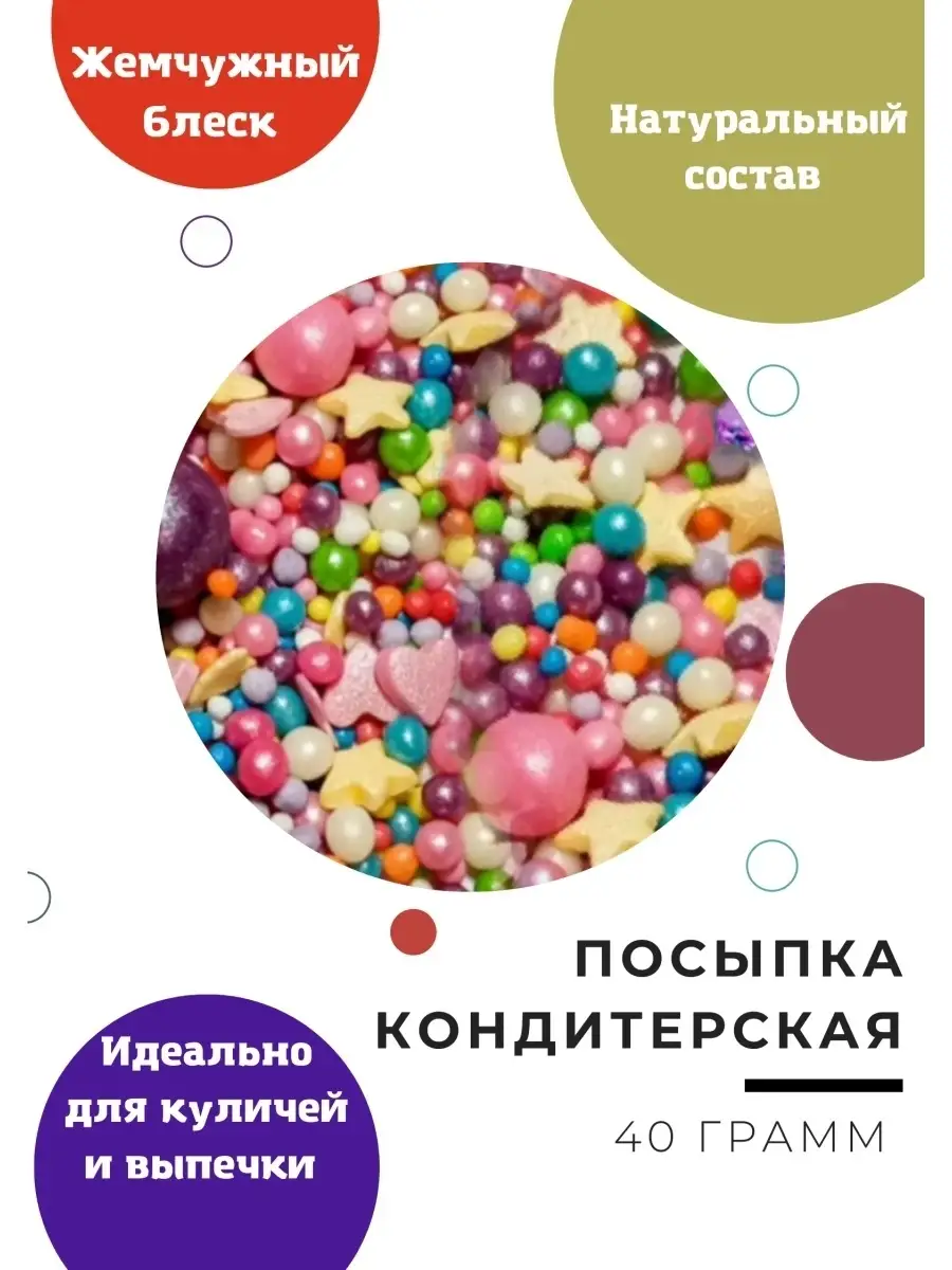 Посыпка кондитерская для десертов Висмин. Цвет голубой, зелёный блеск, розовый, желтый.