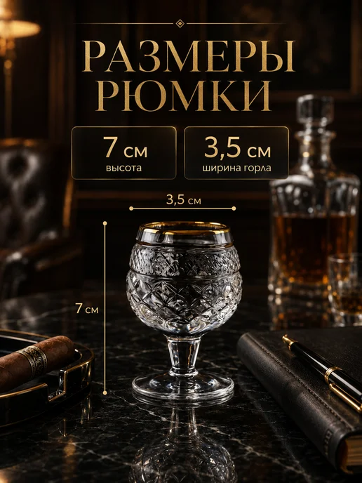CrystalSlipper Рюмки хрустальные на ножке с золотом набор 6 штук 35 мл, 35 мл, фото 2