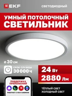 Светильник умный потолочный с голосовым управлением 300мм EKF 72969221 купить за 2 020 ₽ в интернет-магазине Wildberries