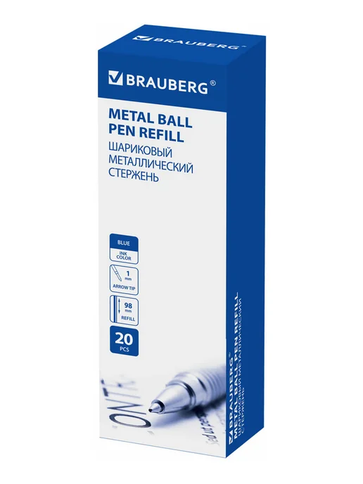 Brauberg Стержень шариковый для ручки паркер тип Parker синий 98 мм, синий, фото 7
