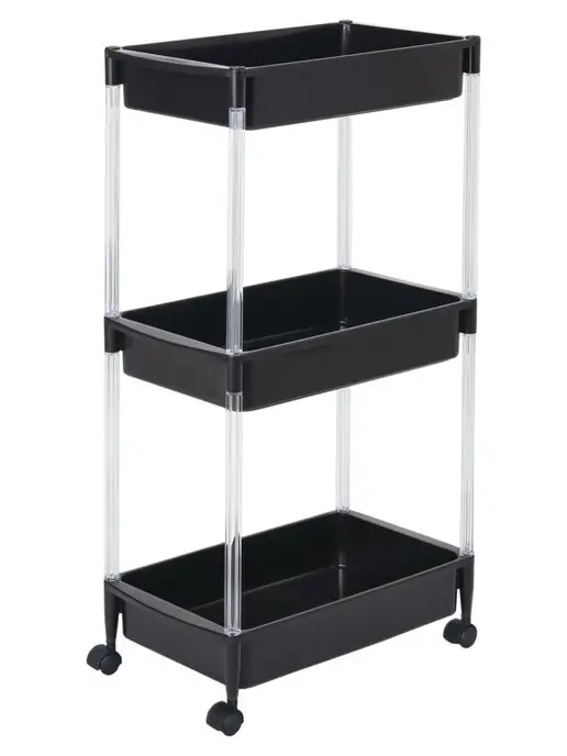 Heiwa Этажерка для ванной и кухни на колесиках узкая пластиковая, 45.5x27x84 см, фото 6
