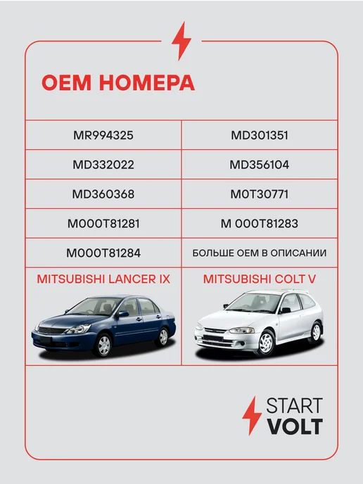 STARTVOLT Стартер Mitsubishi Lancer 9 Colt 5, вариант, фото 2