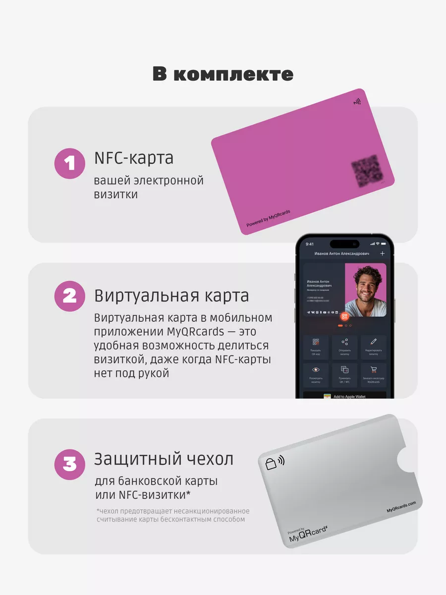 Умная электронная визитка на NFC-карте MyQRcards 73090226 купить за 1 146 ₽  в интернет-магазине Wildberries