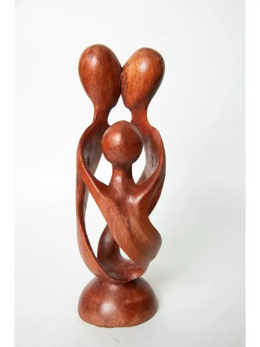 КАРАВАНМАРКЕТ Статуэтка из дерева абстрактная Семья 20см, бежевый, фото 2