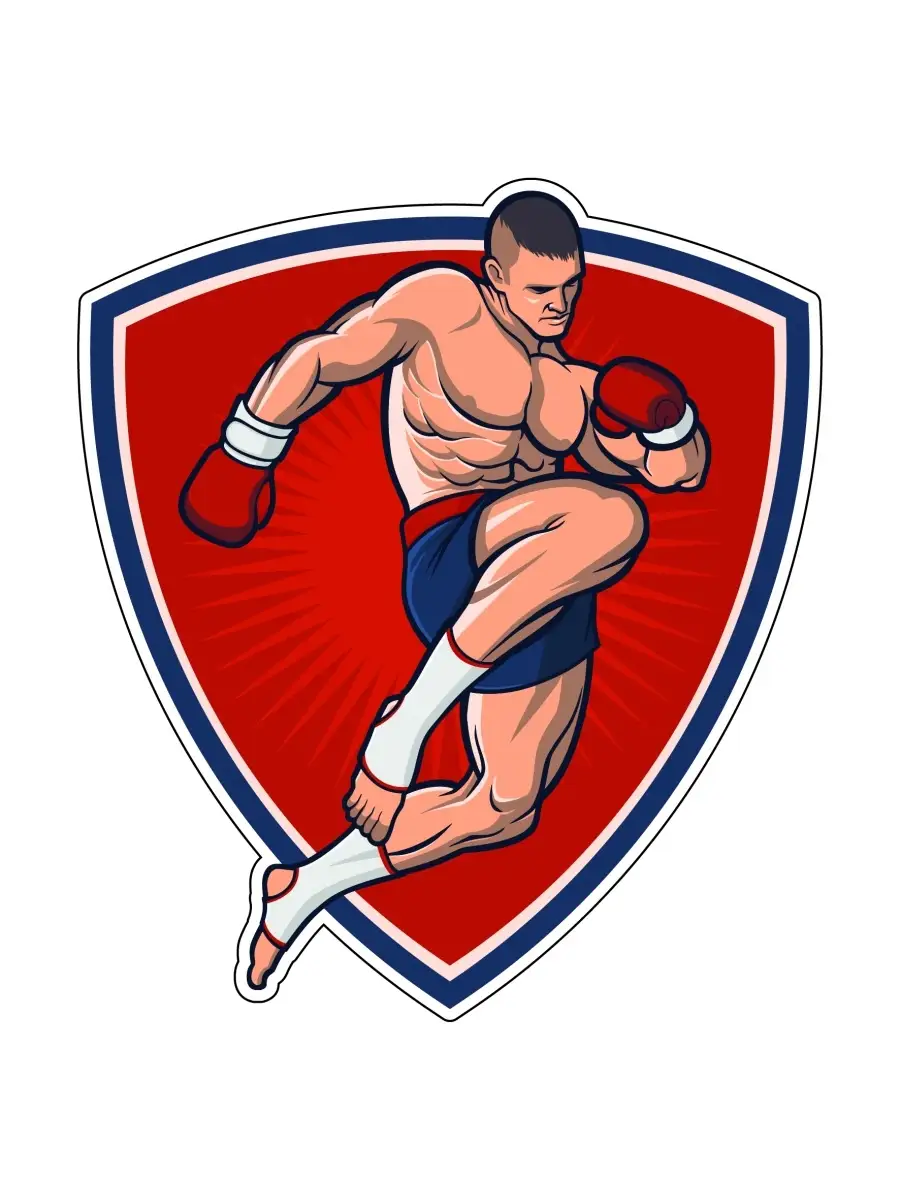 Наклейка Кикбоксер, Тайский бокс, Муай-тай 13х15 см.