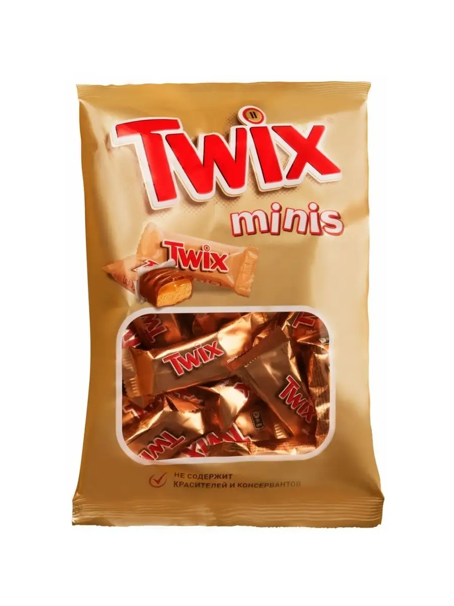 Шоколадный батончик Twix мини 184г Twix 73156254 купить за 450 ₽ в  интернет-магазине Wildberries